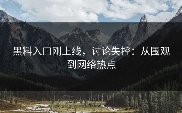 黑料入口刚上线,讨论失控:从围观到网络热点 黑料入口刚上线,讨论失控:从围观到网络热点