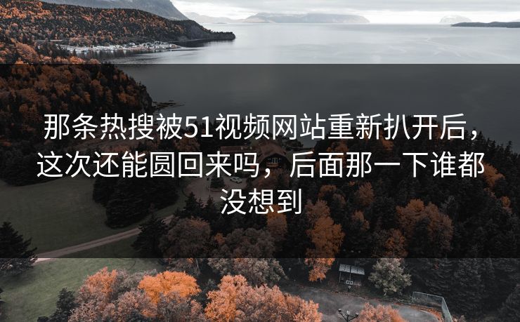 那条热搜被51视频网站重新扒开后，这次还能圆回来吗，后面那一下谁都没想到