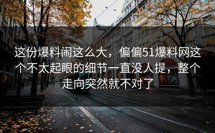 这份爆料闹这么大，偏偏51爆料网这个不太起眼的细节一直没人提，整个走向突然就不对了